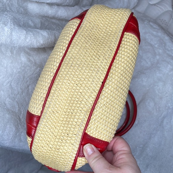 Vintage 90’s Franco Sarto straw and leather hobo style handbag, denim lining - Picture 3 of 9